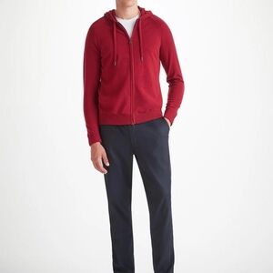 Derek Rose London cardinal red cashmere hoodie, size L